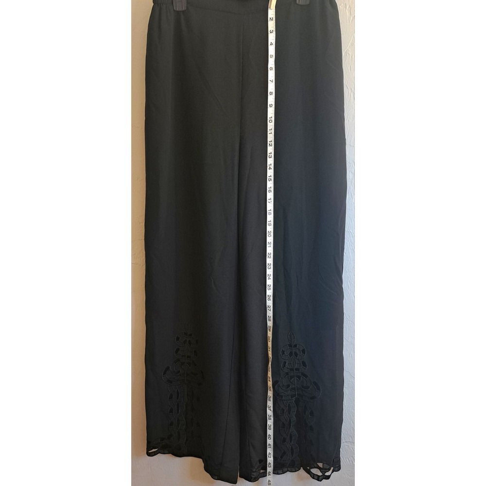 Tally Taylor Vtg Black Cutwork Embroidery Pants‎ 18 Old Money Quiet Luxury Chic - Picture 4 of 7